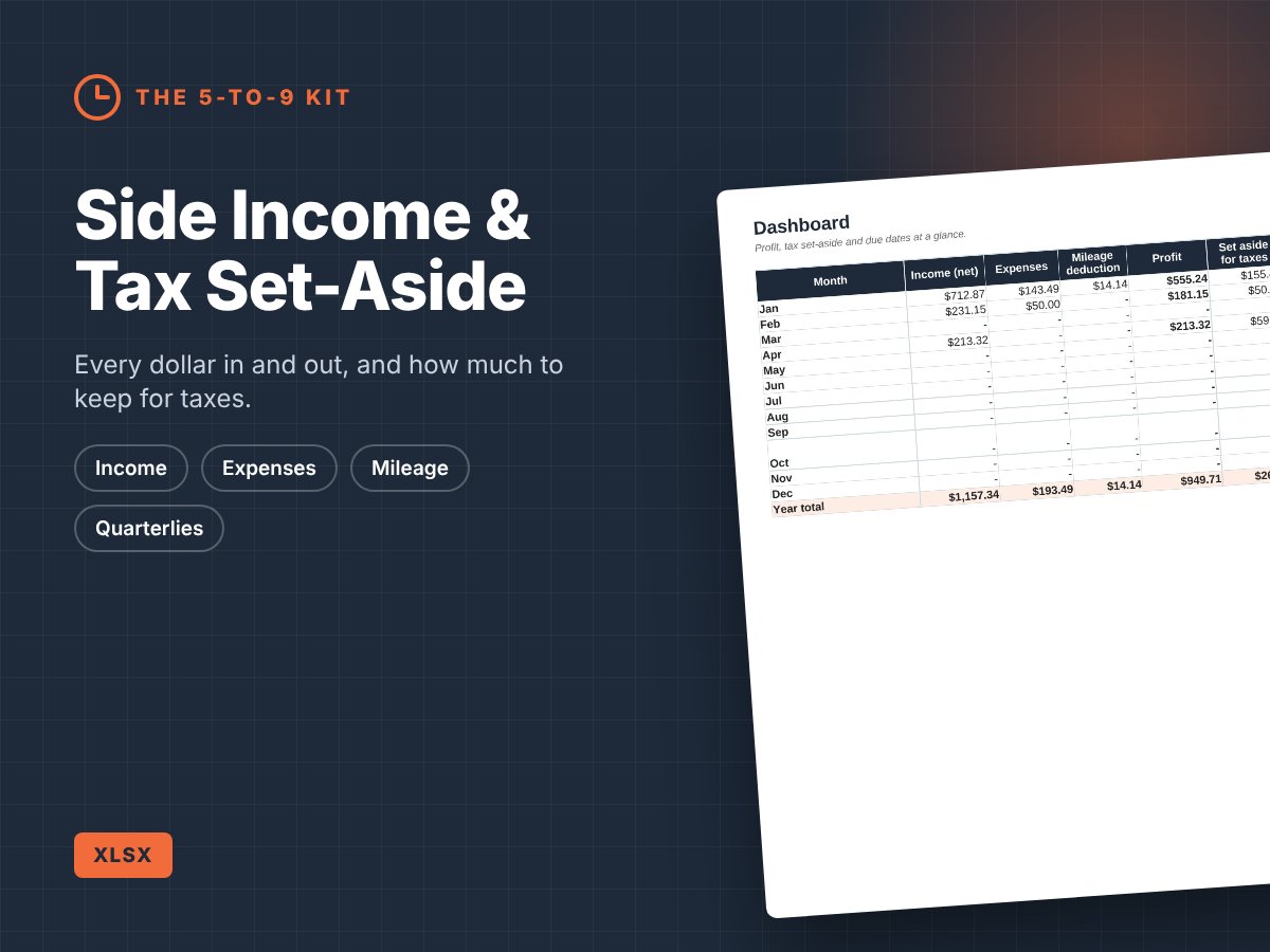 Side Income & Tax Set-Aside Tracker preview
